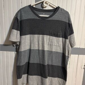 American Eagle Outfitters Men's Multi-Gray Striped Tee